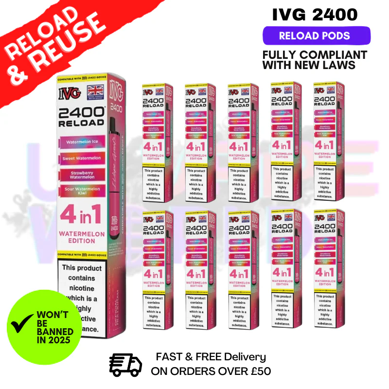 Watermelon Edition IVG 2400 RELOAD Pods - Box Of 10