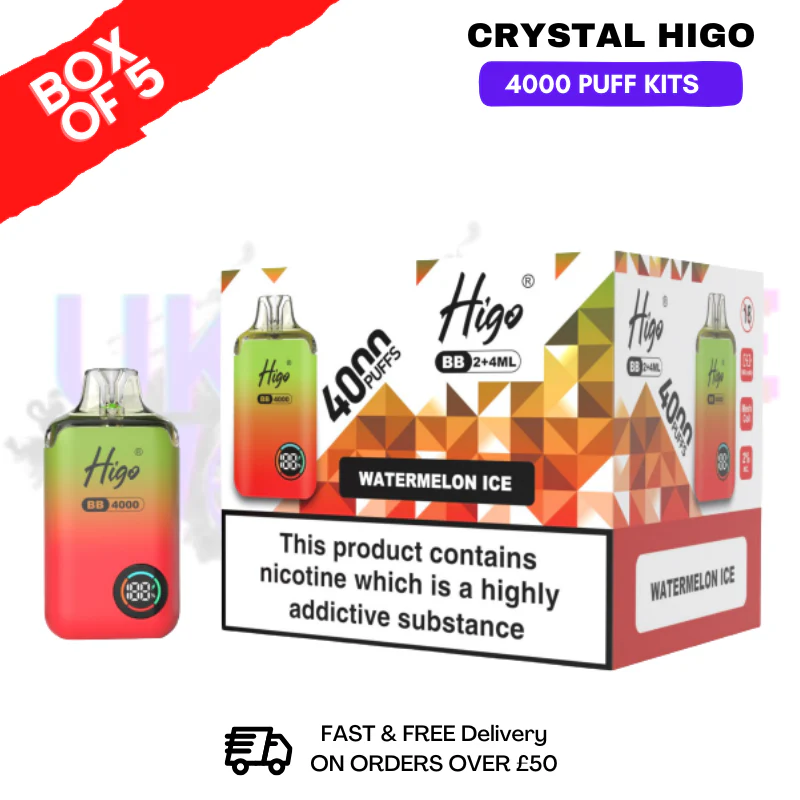 Watermelon ICE Crystal Higo 4000 Pod Kits Box Of 5