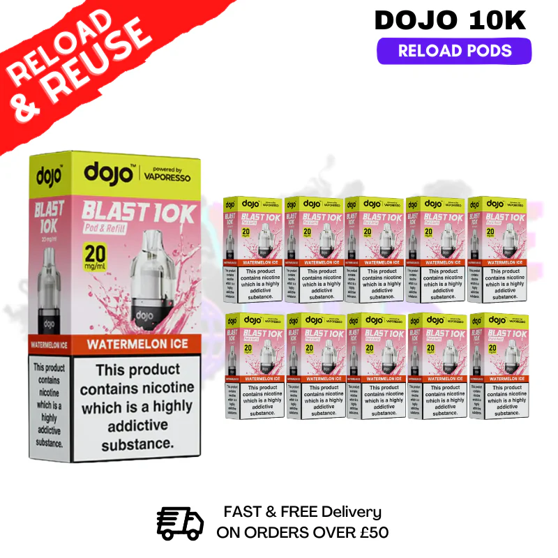 Watermelon ICE Dojo Blast 10K Replacement Pods Box Of 10