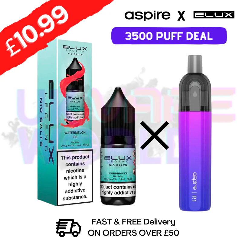 Watermelon ICE ELUX LEGEND Salt 3500puff x Aspire Disposble Kit