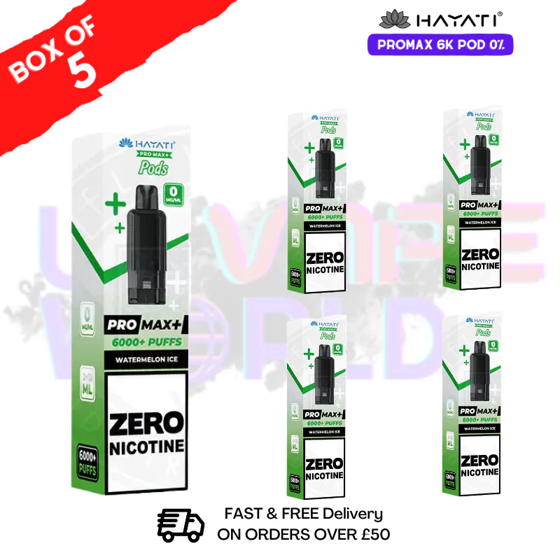 Watermelon Ice Hayati Pro Max 6000 ZERO NICOTINE Box of 5