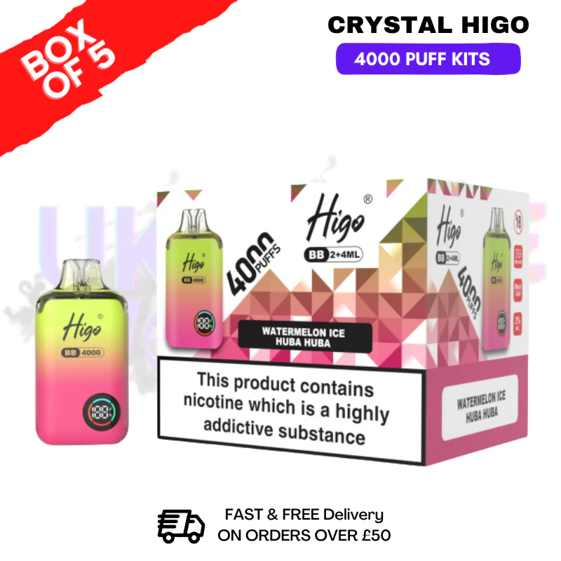 Watermelon ICE Huba Buba Crystal Higo 4000 Pod Kits Box Of 5
