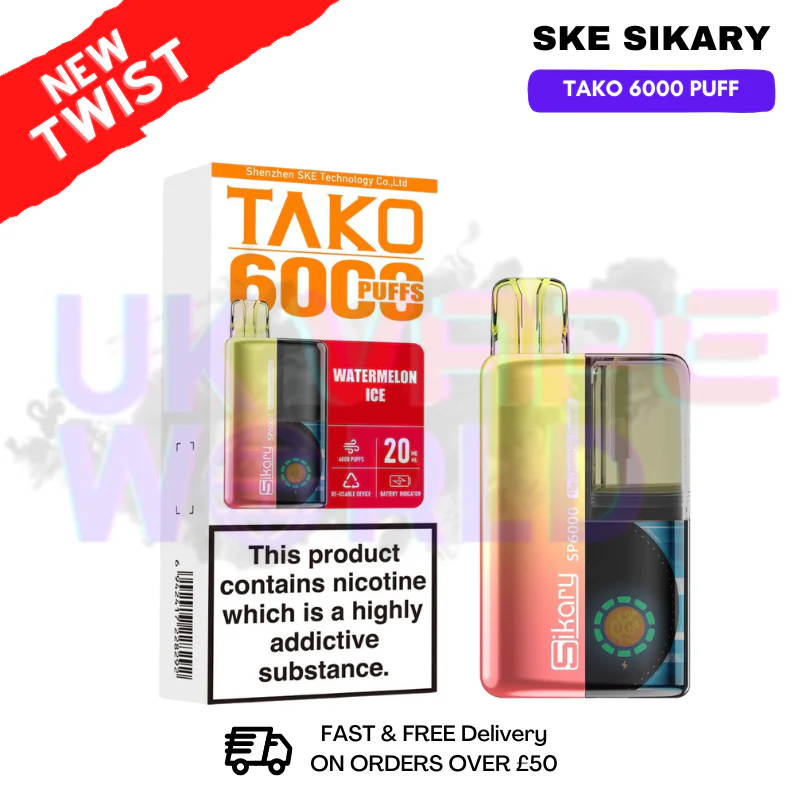 Watermelon ICE SKE SIKARY 6000 PUFF 6K Prefilled Kit