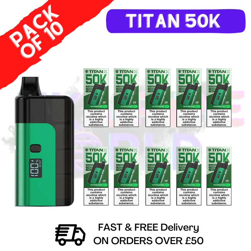 Watermelon Ice Titan X 50000 Puff Pod Kit Box Of 10