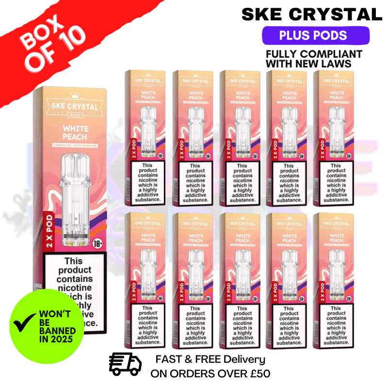 White Peach SKE Crystal Plus Prefilled Pod Box Of 10