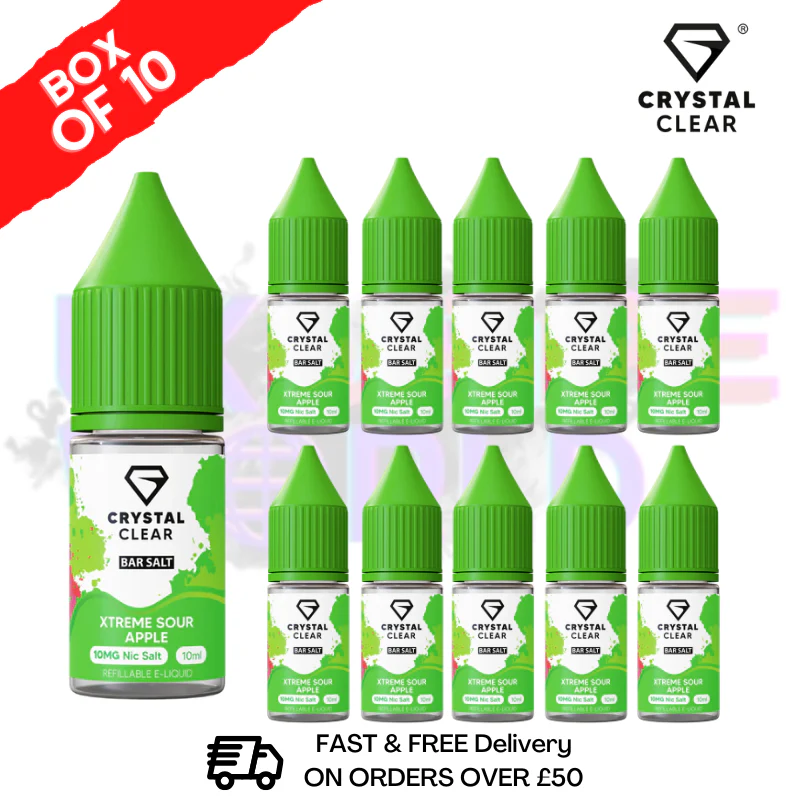 Xtreme Sour Apple Crystal Clear Nic Salt Box Of 10 - Only £17.99