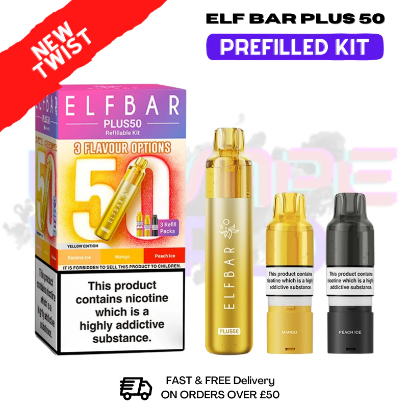 Yellow Edition Elf Bar 50K Puff Plus Kit - Only £8.99